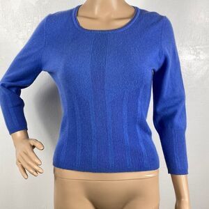 Elizabeth New York blue cashmere cropped pullover sweater size S/M